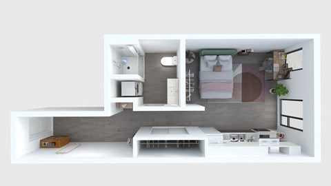 Floor plan for studio, 1 bath, 458 sqft